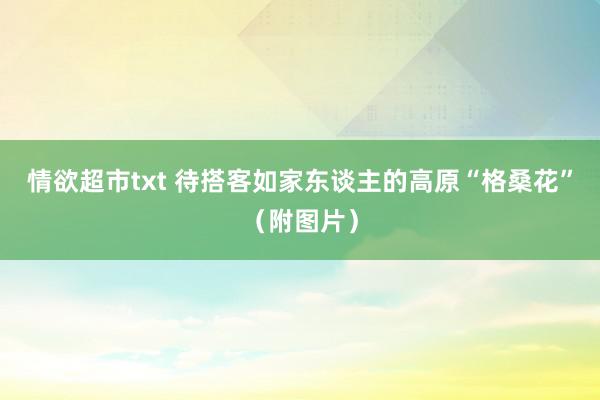 情欲超市txt 待搭客如家东谈主的高原“格桑花”（附图片）