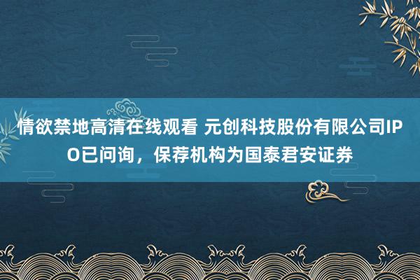 情欲禁地高清在线观看 元创科技股份有限公司IPO已问询，保荐机构为国泰君安证券