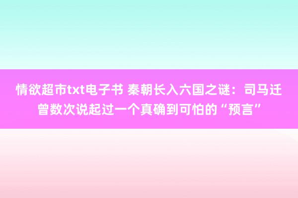 情欲超市txt电子书 秦朝长入六国之谜：司马迁曾数次说起过一个真确到可怕的“预言”