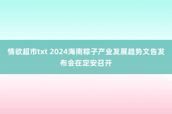 情欲超市txt 2024海南粽子产业发展趋势文告发布会在定安召开