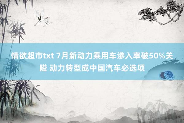 情欲超市txt 7月新动力乘用车渗入率破50%关隘 动力转型成中国汽车必选项