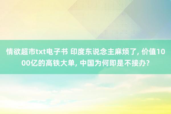 情欲超市txt电子书 印度东说念主麻烦了, 价值1000亿的高铁大单, 中国为何即是不接办?