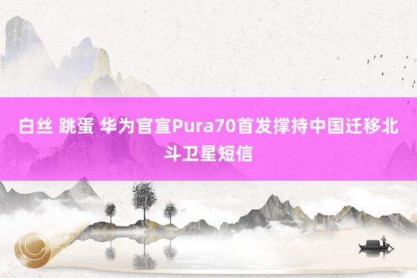 白丝 跳蛋 华为官宣Pura70首发撑持中国迁移北斗卫星短信